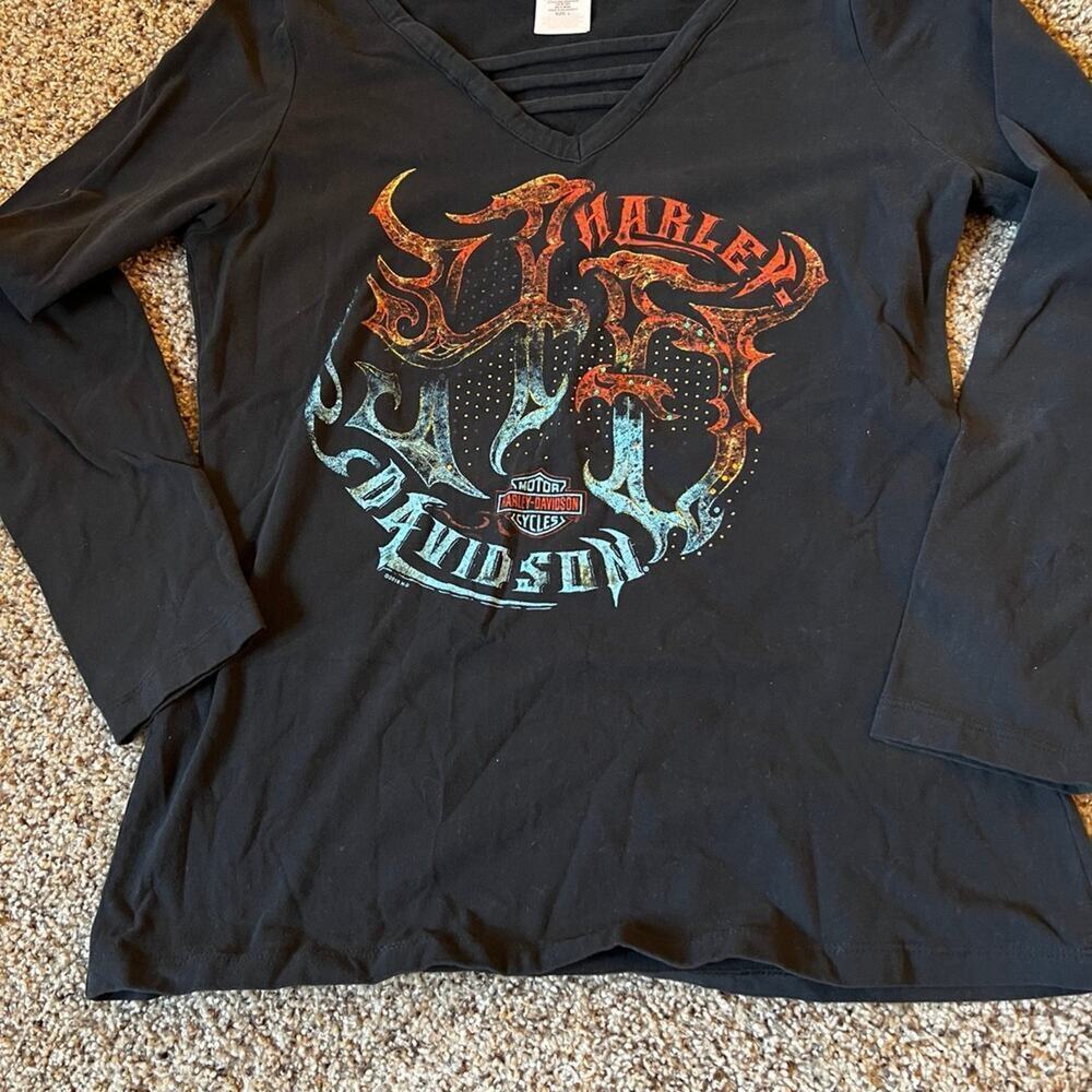 HARLEY DAVIDSON Women’s T-shirt, size L, Long Sleeve Black